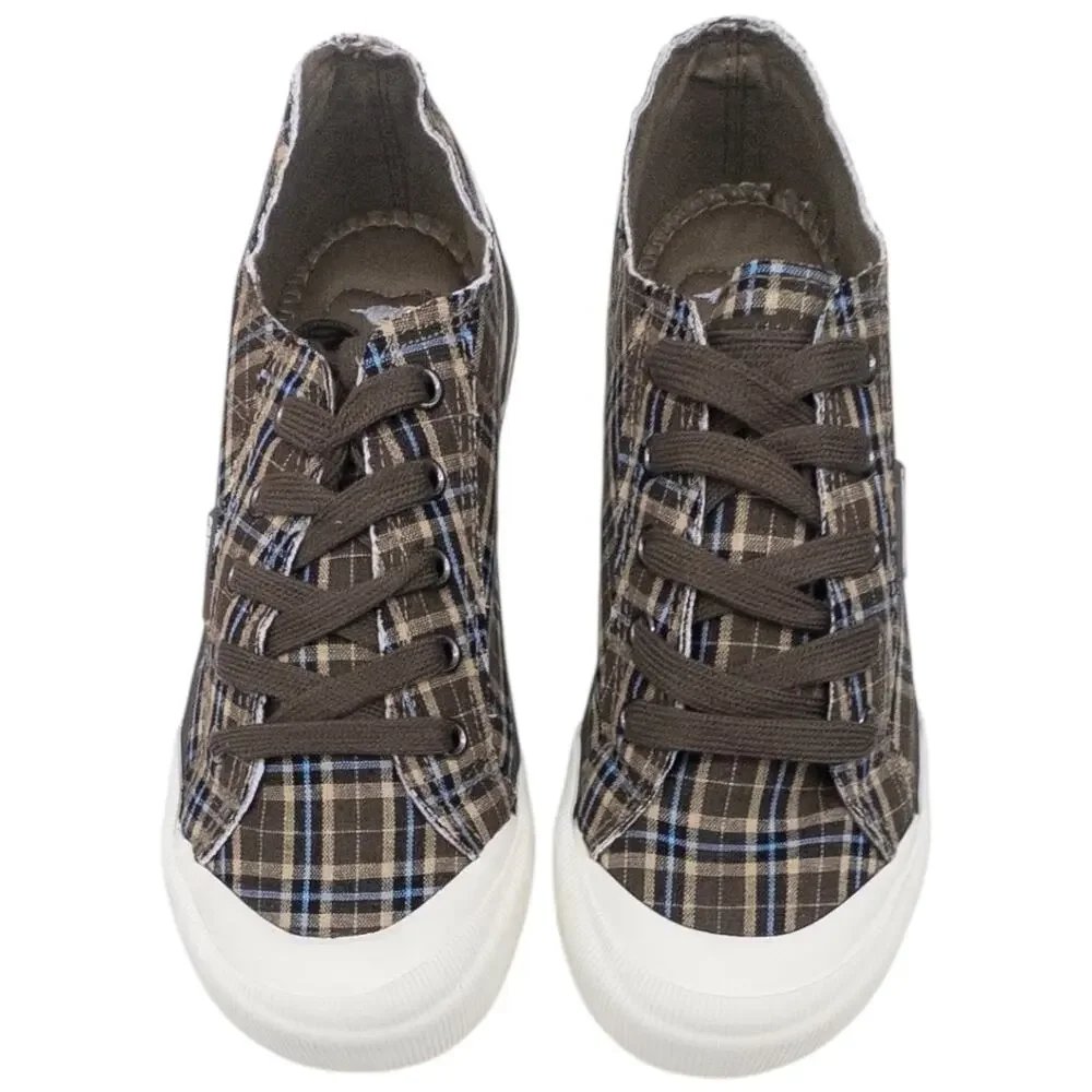 Rocket Dog Jazzin Fromberg Plaid Sneaker Women's size 6.5 Brown Tan